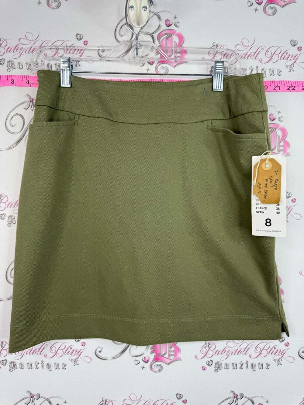 Skirt skort brand new Olive Green Mini Skirt with Front Pockets shorts under